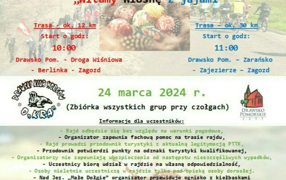 2024 03 24 Rajd pieszy i rowerowy WITAMY WIOSNĘ Z JAJAMI UM Drawsko