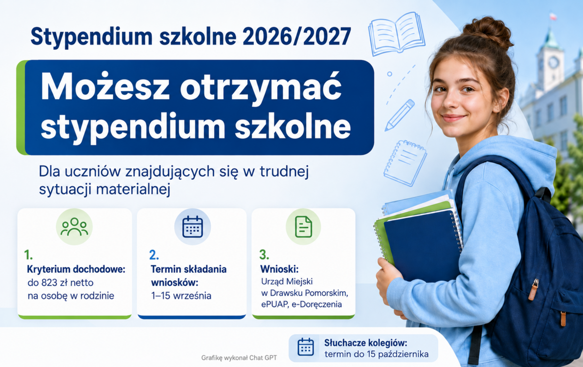 Zdjęcie do Informacja dotycząca stypendium szkolnego w roku szkolnym 2026/2027