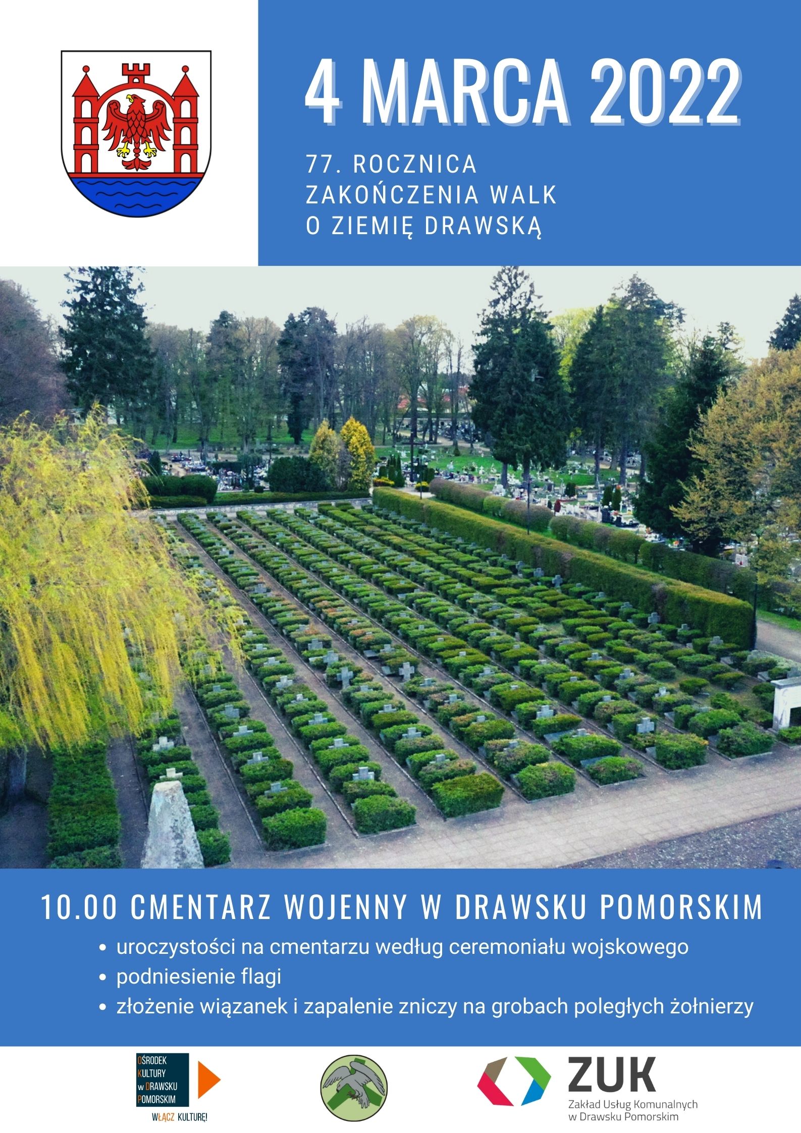 Plakat 77. rocznica zakończenia walk o ziemię drawską