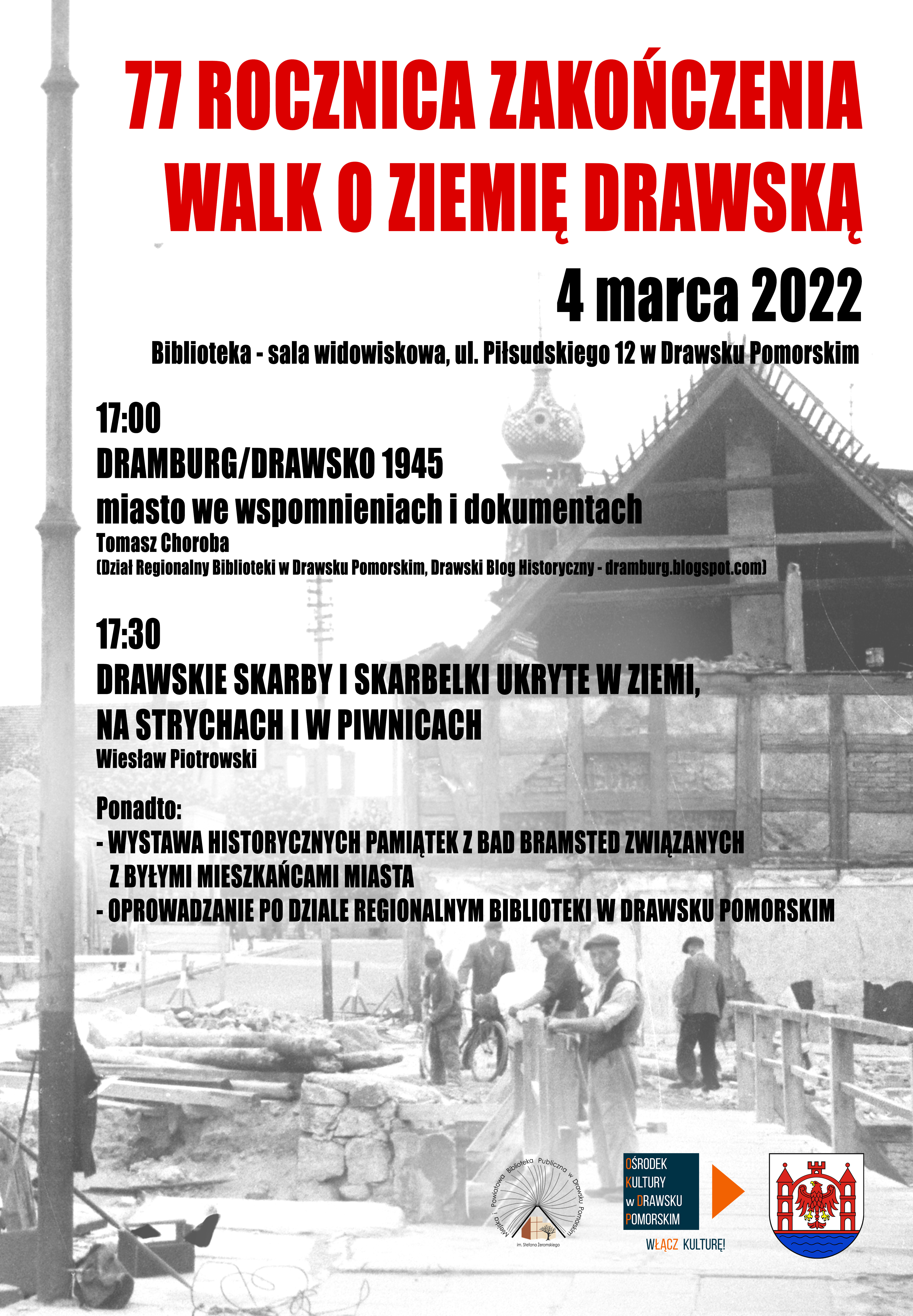 Plakat 4 marca - zakończenie walk o ziemię drawską