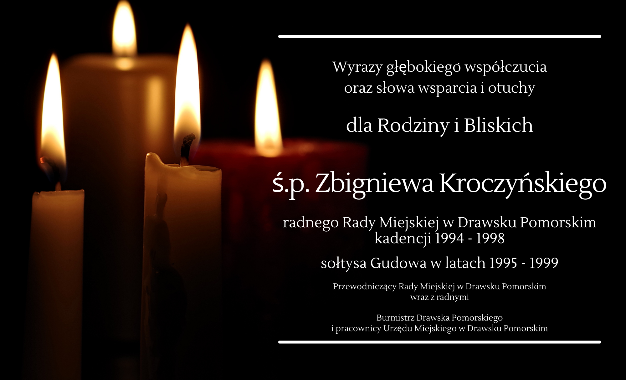 Kondolencje dla rodziny i bliskich śp. Zbigniewa Korczyńskiego