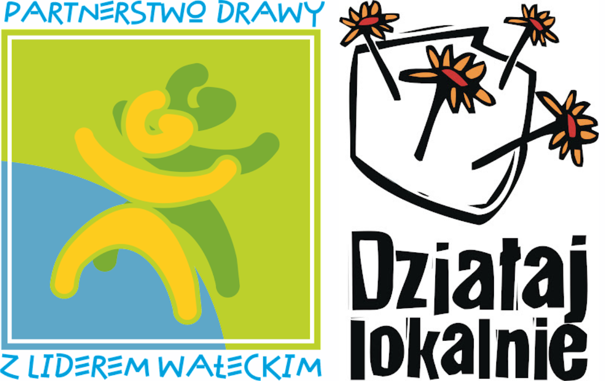 Logotypy LGD Partnerstwo Drawy z&nbsp;Liderem Wałckim i&nbsp;konkursu Działaj Lokalnie