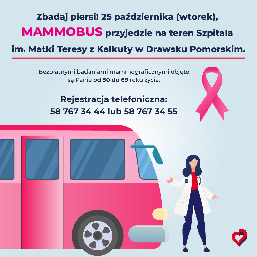 Plakat dotyczący bezpłatnej mammografii