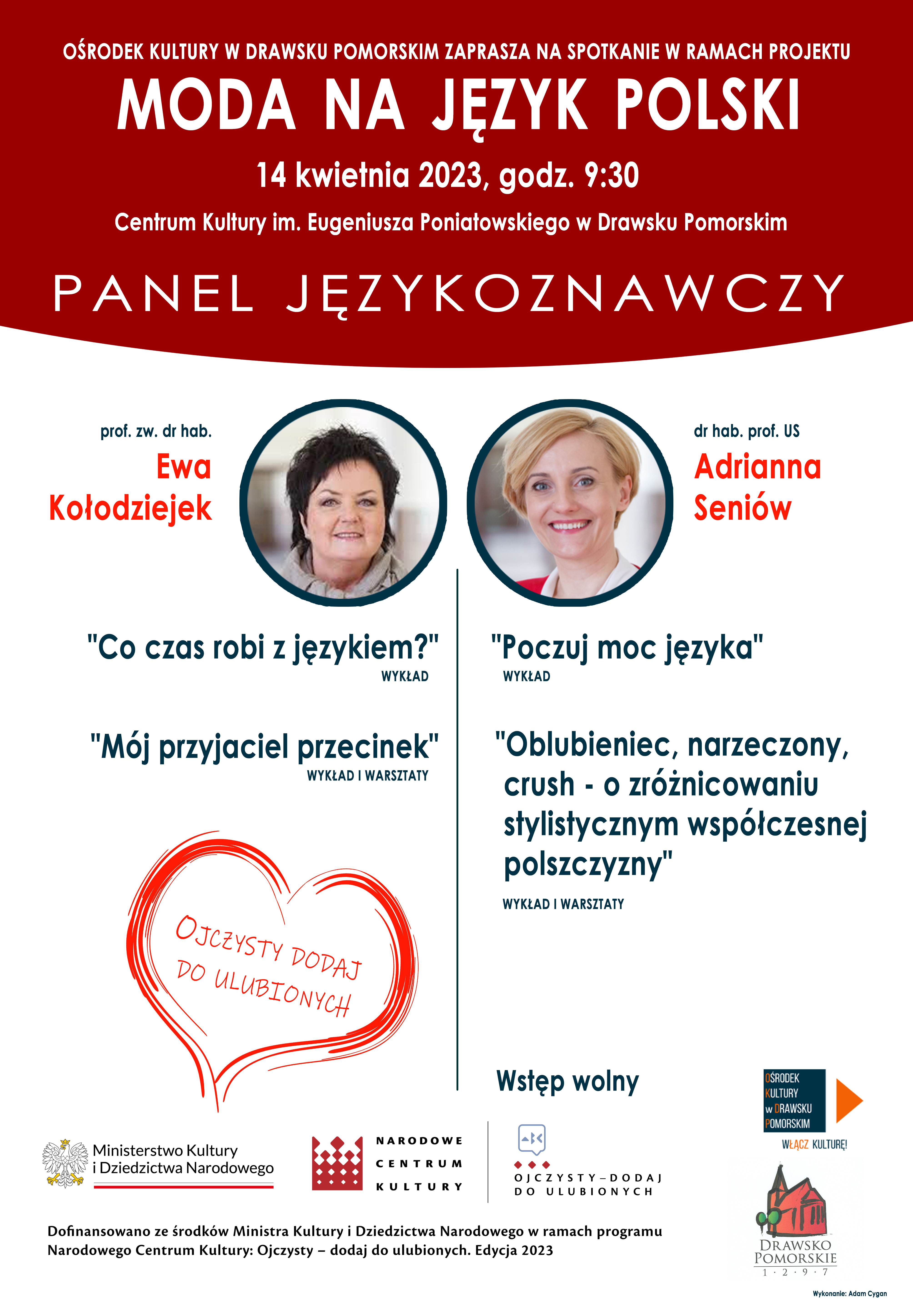 Plakat dotyczący wydarzenia "Moda na język polski"