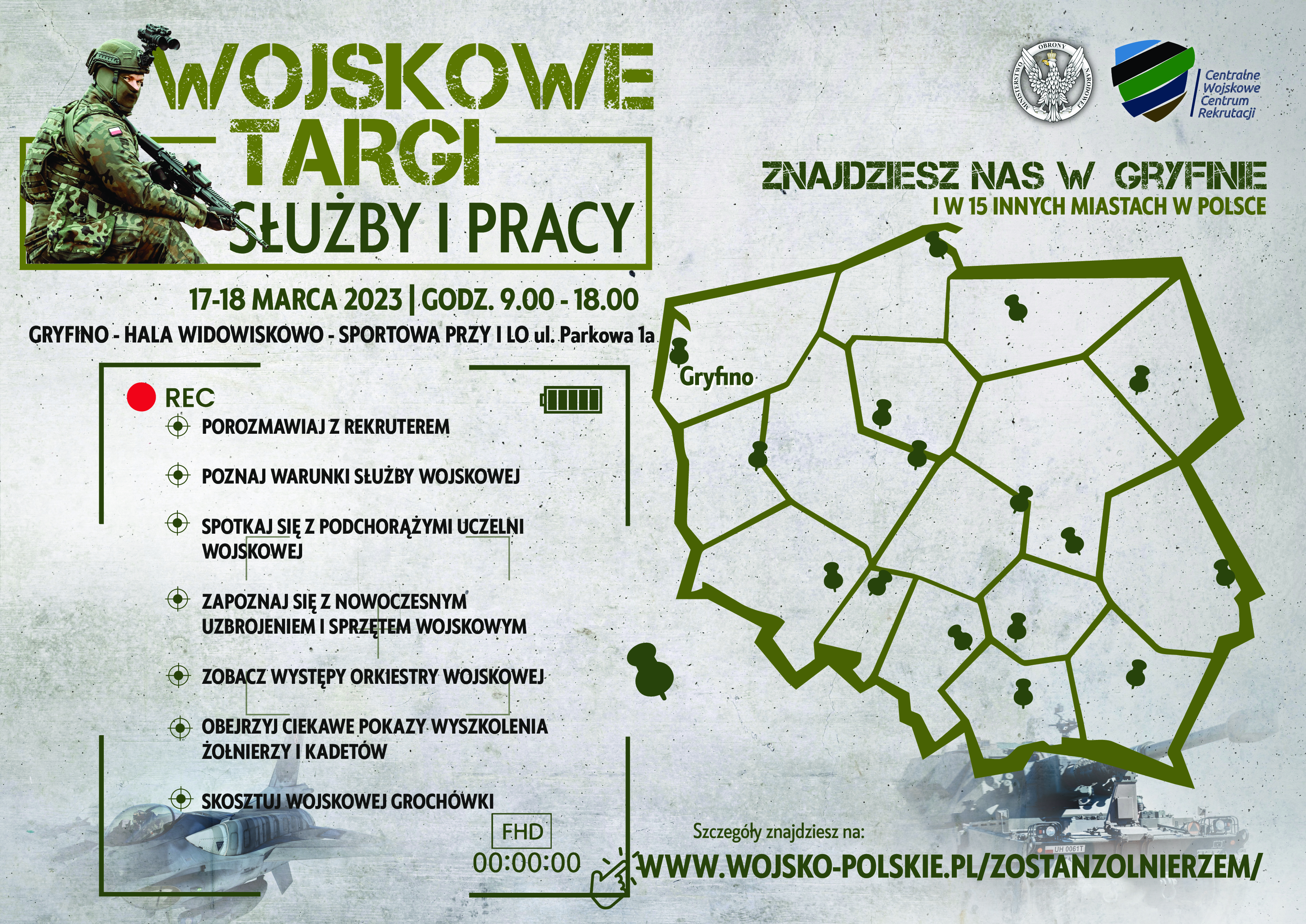 Plakat dotyczy Wojskowych Targów Służby i Pracy w Gryfinie