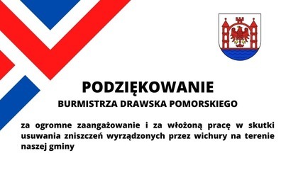 Zdjęcie do Podziękowanie Burmistrza Drawska Pomorskiego