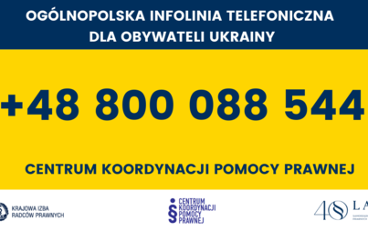 Zdjęcie do Ruszyła infolinia telefoniczna Centrum Koordynacji Pomocy Prawnej dla obywateli Ukrainy: +48 800 088 544
