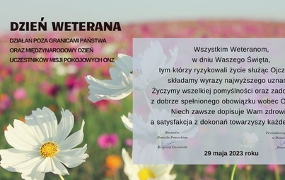 Zdjęcie do Życzenia z okazji Dnia Weterana Działań poza Granicami Państwa oraz Międzynarodowego Dnia Uczestnik&oacute;w Misji Pokojowych ONZ