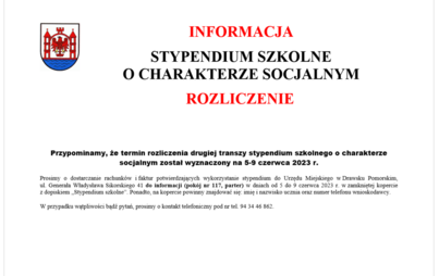 Zdjęcie do Stypendium szkolne o charakterze socjalnym - rozliczenie